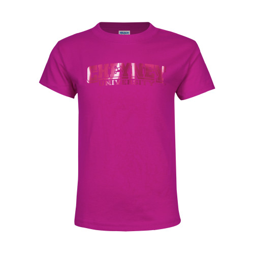  Youth Hot Pink T Shirt - Cheyney University  Foil