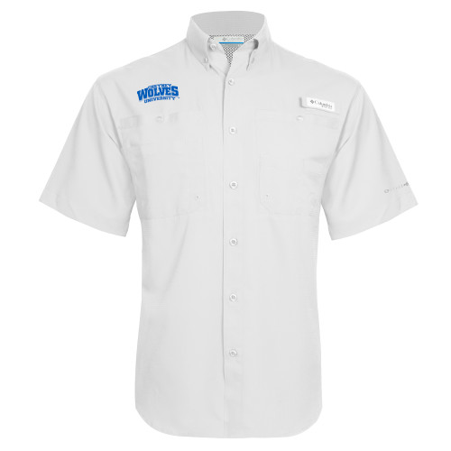  Columbia White Tamiami Performance Short Sleeve Shirt - Primary Mark