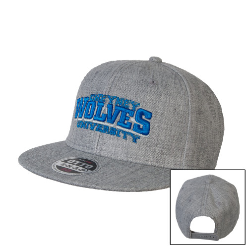  Heather Grey Wool Blend Flat Bill Snapback Hat - Primary Mark