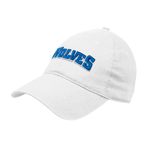  White Unstructured Adjustable Low Profile Hat - Wolves