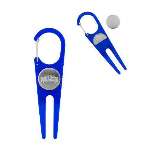  Blue Aluminum Divot Tool/Ball Marker - Primary Mark  Engraved