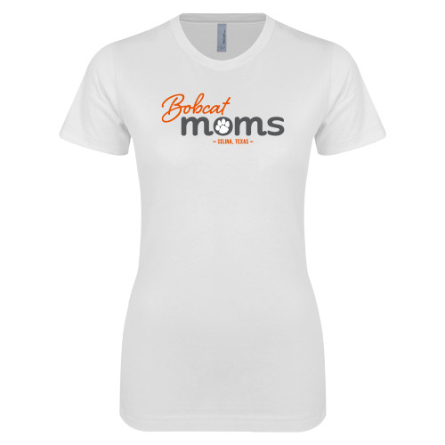  Next Level Womens White Boyfriend Tee - Bobcat Moms