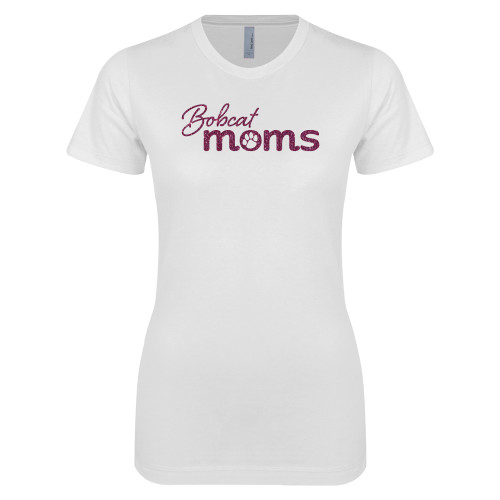  Next Level Womens White Boyfriend Tee - L Pink Glitter
