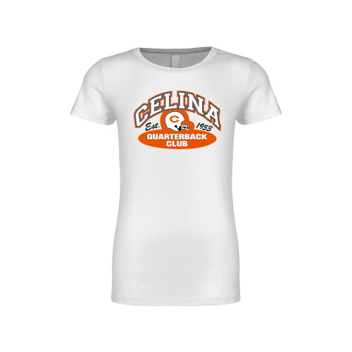  Next Level Girls White Fashion Fit T Shirt - Celina Quarterback Club