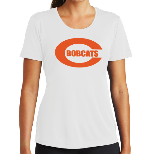  Womens White Performance Tee - C - Bobcats
