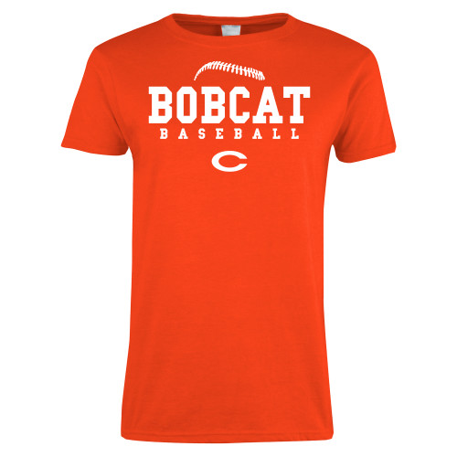  Womens Orange Short Sleeve Tee - Baseball Seams