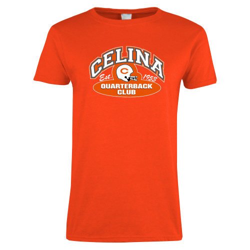  Womens Orange Short Sleeve Tee - Celina Quarterback Club