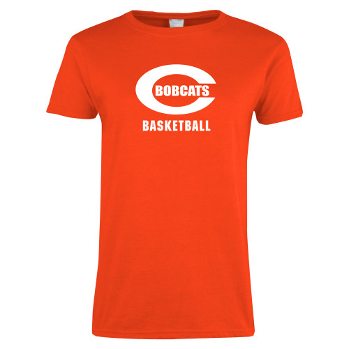  Womens Orange Short Sleeve Tee - Basketball