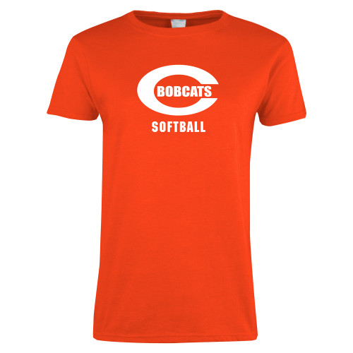  Womens Orange Short Sleeve Tee - Softball