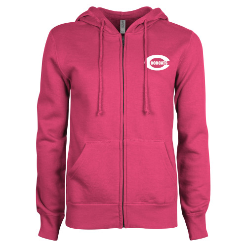  ENZA Womens Fuchsia Fleece Full Zip Hoodie - C - Bobcats