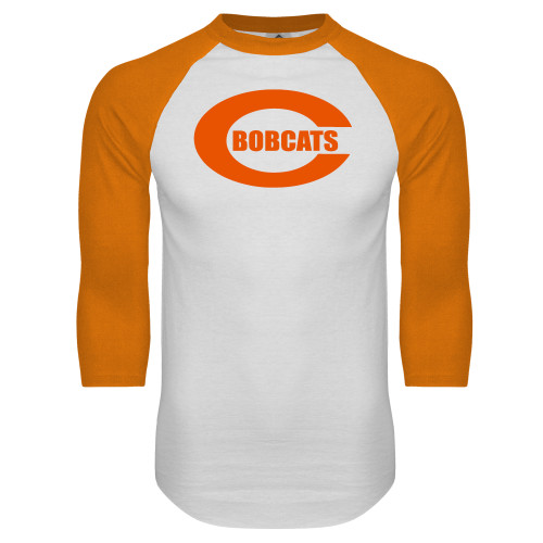 Celina High School White/Orange Raglan Baseball T Shirt