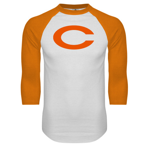  White/Orange Raglan Baseball T Shirt - C