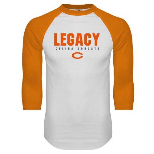  White/Orange Raglan Baseball T Shirt - LEGACY