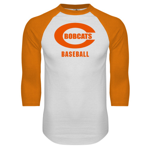  White/Orange Raglan Baseball T Shirt - Baseball