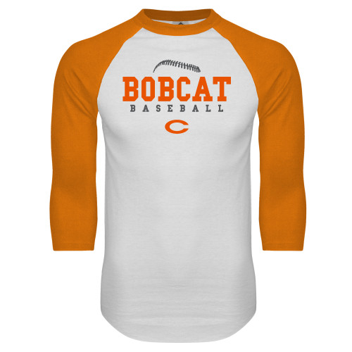Celina High School White/Orange Raglan Baseball T Shirt