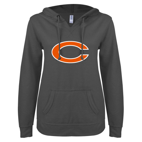Celina High School ENZA Womens Dark Heather V Notch Raw Edge Fleece Hoodie