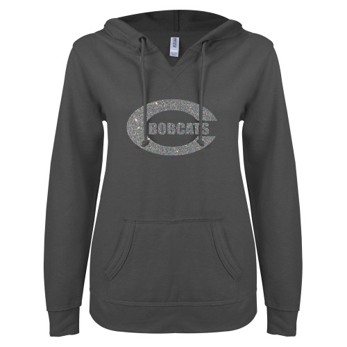 Celina High School ENZA Womens Dark Heather V Notch Raw Edge Fleece Hoodie