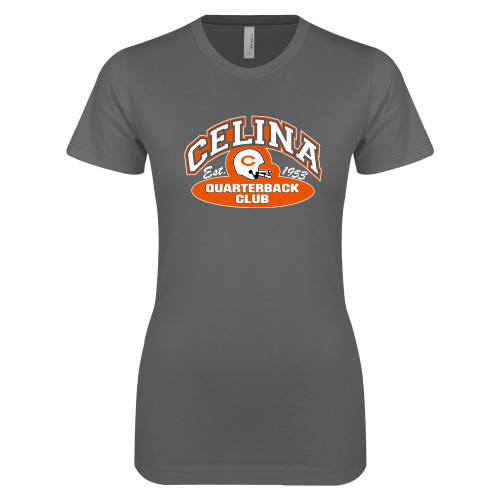  Next Level Womens Charcoal Boyfriend Tee - Celina Quarterback Club