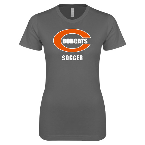  Next Level Womens Charcoal Boyfriend Tee - Soccer
