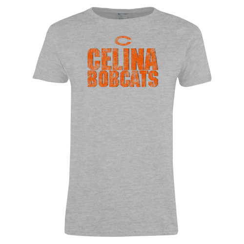  Womens Grey Short Sleeve Tee - Block Distressed