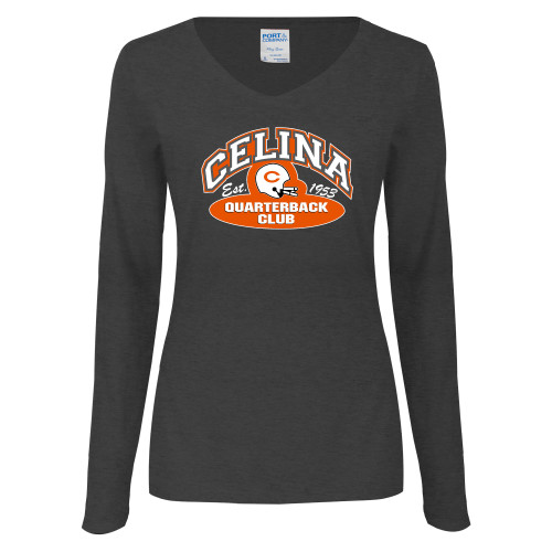 Celina High School Womens Dark Heather Long Sleeve V Neck Tee