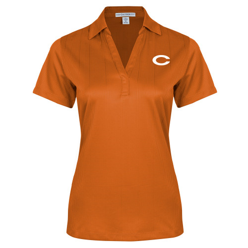  Womens Orange Performance Fine Jacquard Polo - C