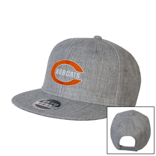  Heather Grey Wool Blend Flat Bill Snapback Hat - C - Bobcats