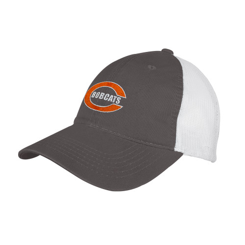  Charcoal/White Mesh Back Unstructured Low Profile Hat - C - Bobcats