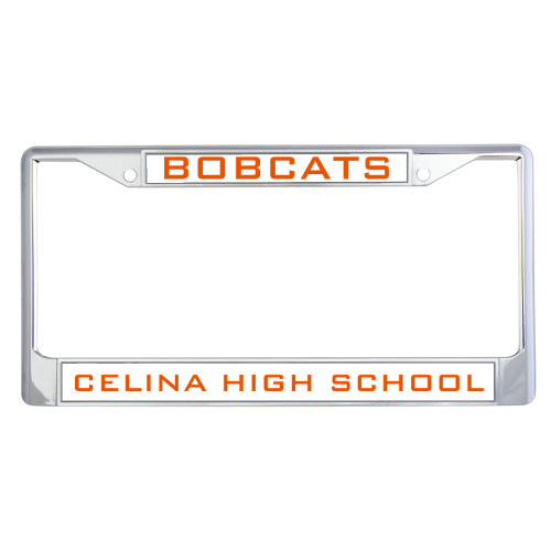  Metal License Plate Frame in Chrome - Bobcats