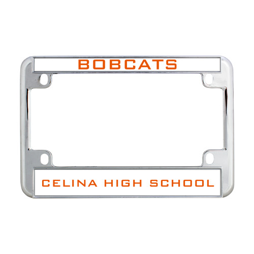  Metal Motorcycle License Plate Frame in Chrome - Bobcats