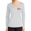 Thumbnail image for  Womens White Performance Long Sleeve V Neck Shirt