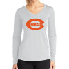 Thumbnail image for  Womens White Performance Long Sleeve V Neck Shirt