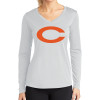 Thumbnail image for  Womens White Performance Long Sleeve V Neck Shirt