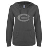 Thumbnail image for  ENZA Womens Dark Heather V Notch Raw Edge Fleece Hoodie