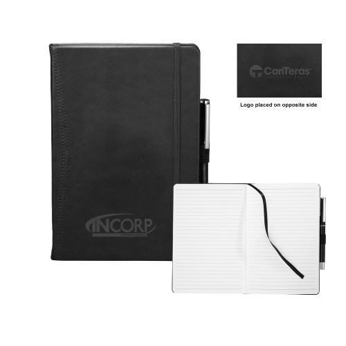 Pedova Light Black Pocket Bound JournalBook-Incorp Engraved