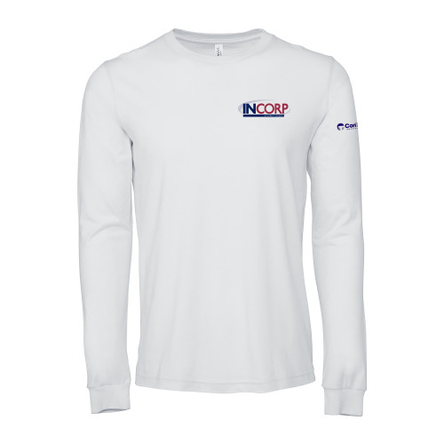Bella + Canvas White Jersey Cotton Long Sleeve T Shirt-Incorp