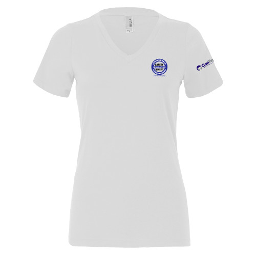 Bella + Canvas Womens White V Neck Cotton T Shirt-Performance Insulation Contractors
