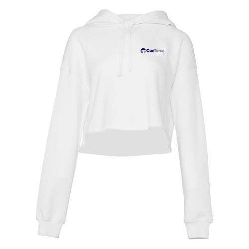 Bella + Canvas Womens White Cropped Fleece Hood-ConTeras Industrial Group