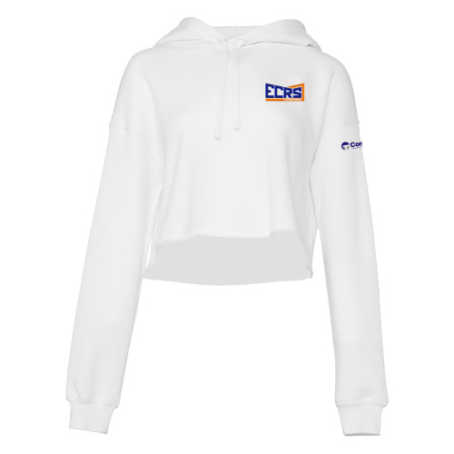 Bella + Canvas Womens White Cropped Fleece Hood-ECRS