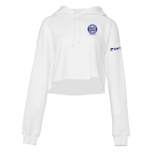 Bella + Canvas Womens White Cropped Fleece Hood-Performance Insulation Contractors