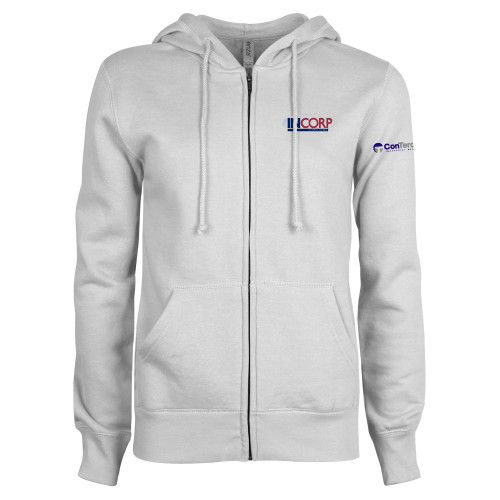 ENZA Womens White Fleece Full Zip Hoodie-Incorp
