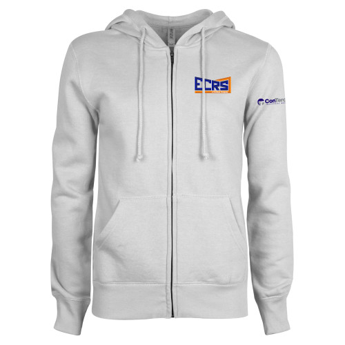 ENZA Womens White Fleece Full Zip Hoodie-ECRS