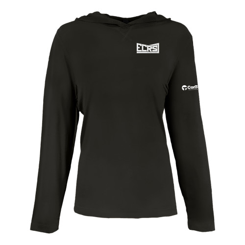 Womens Black Long Sleeve Hooded Tee-ECRS