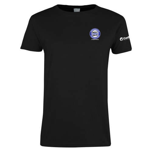 Womens Black Short Sleeve Tee-Performance Insulation Contractors