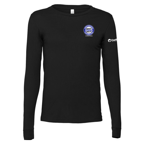 Bella + Canvas Black Jersey Cotton Long Sleeve T Shirt-Performance Insulation Contractors