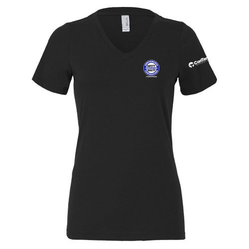 Bella + Canvas Womens Black V Neck Cotton T Shirt-Performance Insulation Contractors