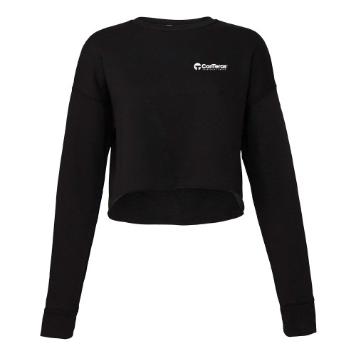 Bella + Canvas Womens Black Cropped Fleece Crew-ConTeras Industrial Group