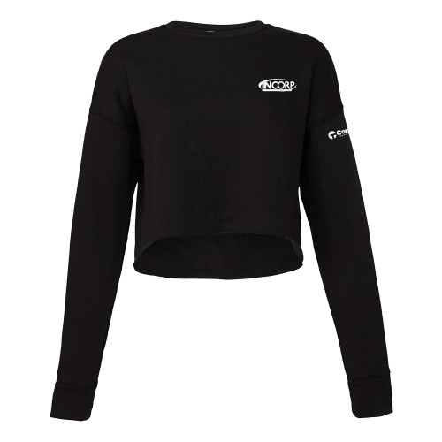 Bella + Canvas Womens Black Cropped Fleece Crew-Incorp