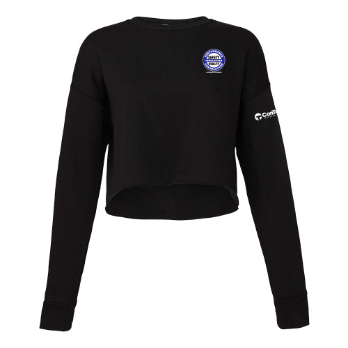 Bella + Canvas Womens Black Cropped Fleece Crew-Performance Insulation Contractors