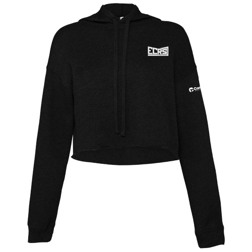 Bella + Canvas Womens Black Cropped Fleece Hood-ECRS